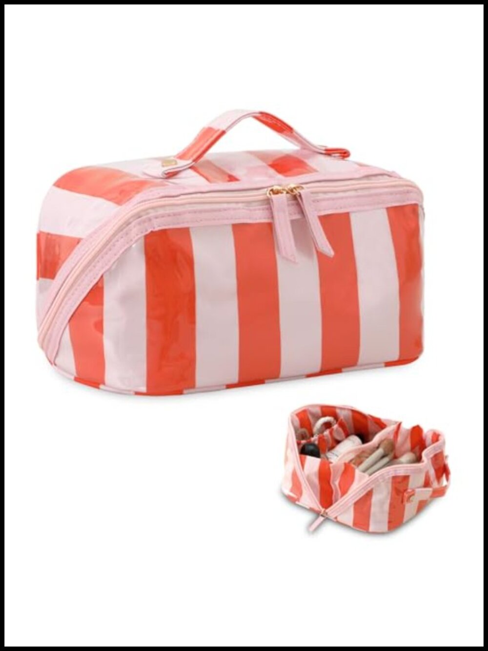 DYSHAYEN Travel Makeup Bag Waterproof PVC Open Flat Cosmetic Organizer
